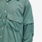 DAIWA Men's Tech Sports Open Collar Shirt in Dark Green Check