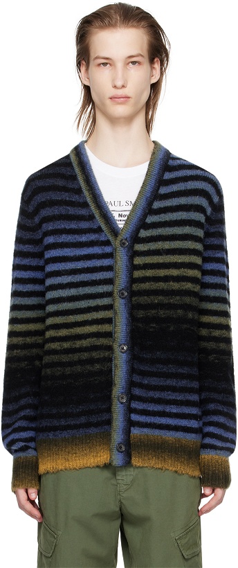 Photo: PS by Paul Smith Blue & Black Brushed Cardigan