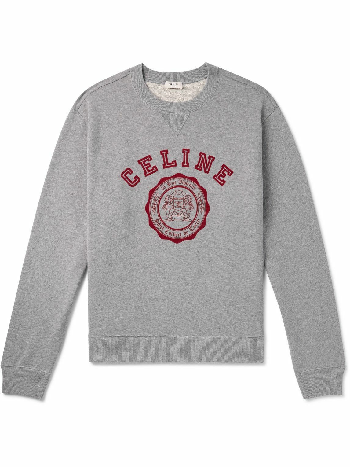 CELINE - Logo-Print Cotton-Jersey Sweatshirt - Gray