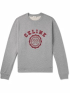 CELINE - Logo-Print Cotton-Jersey Sweatshirt - Gray