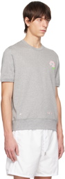 Thom Browne Gray Printed Flower & Petals T-Shirt
