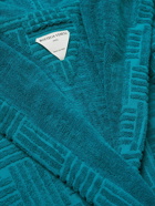 Bottega Veneta - Intrecciato Cotton-Terry Hooded Robe - Blue