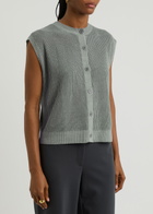 Eileen Fisher Ribbed Linen-blend Vest Light Grey