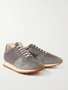 PAUL SMITH - Velo Suede and Full-Grain Leather Sneakers - Gray