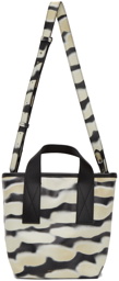 Dries Van Noten Black & Off-White Len Lye Edition Leather Print Tote