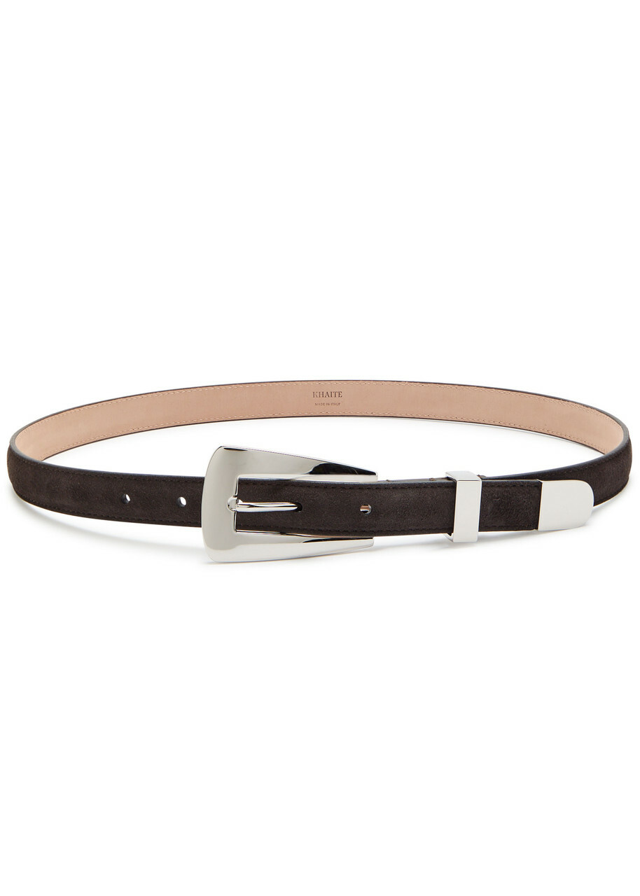 Khaite Lucca Suede Belt Dark Brown