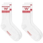 Wood Wood Men's Con Sock - 2 Pack in White/Red