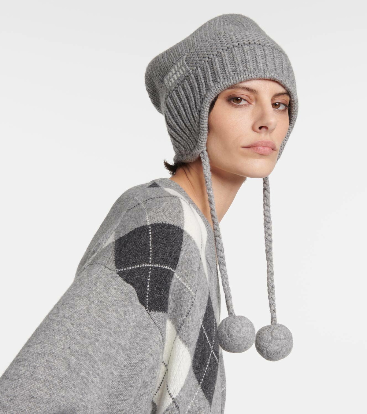 MIU MIU ウールxカシミア ハット　グレー Miu Miu Wool and cashmere beanie Miu Miu