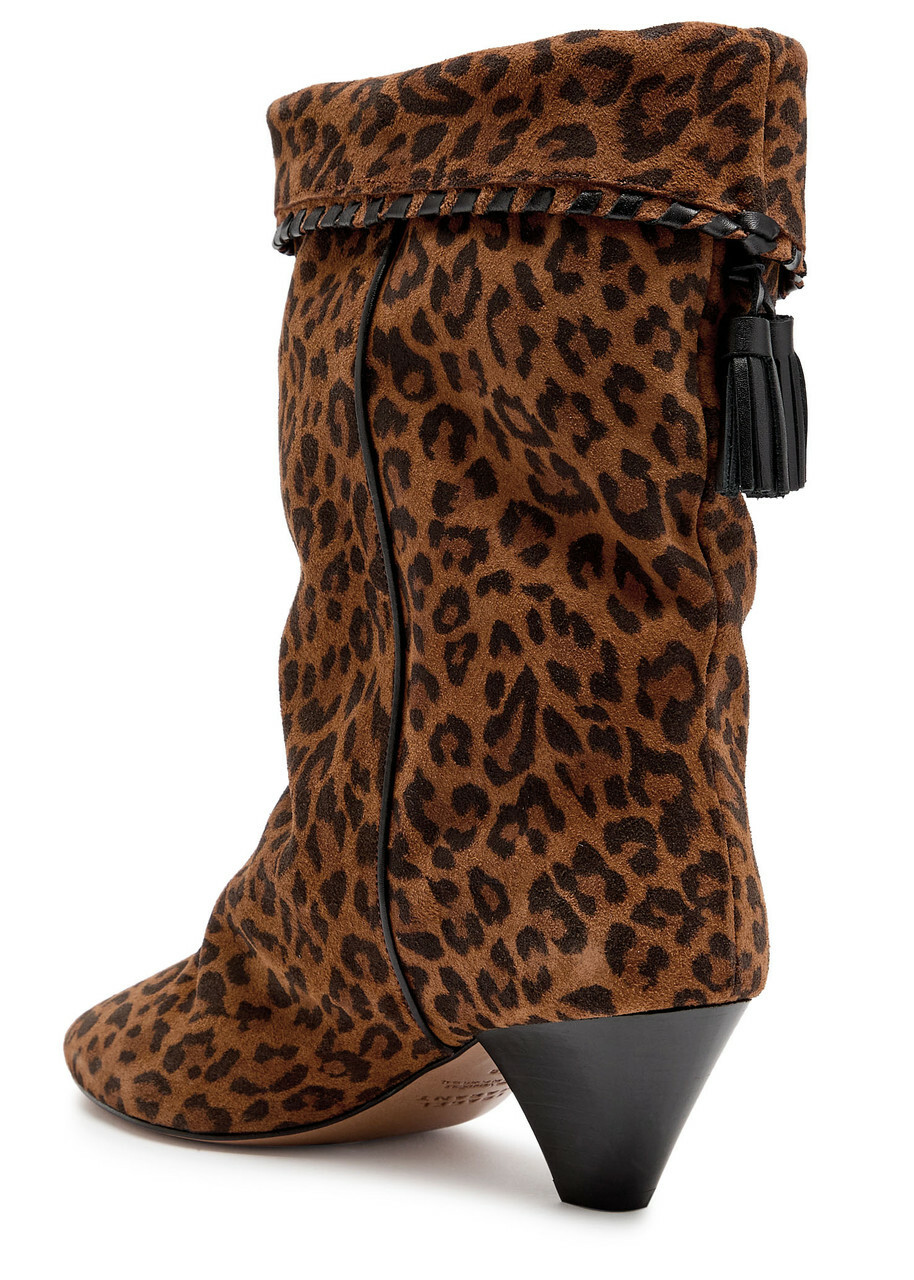 Isabel Marant étoile Dalby 55 Leopard-print Brushed Suede Mid-calf Boots