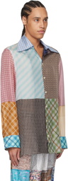 Marine Serre Multicolor Regenerated Silk Scarves Lapel Collar Shirt