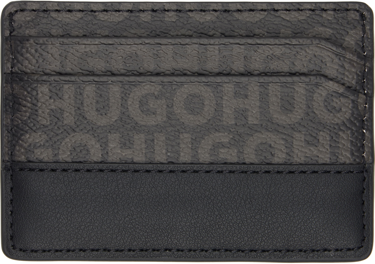 Hugo Black Stacked-Logo Card Holder