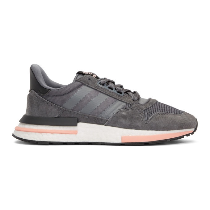 Photo: adidas Originals Grey and Pink ZX 500 RM Sneakers