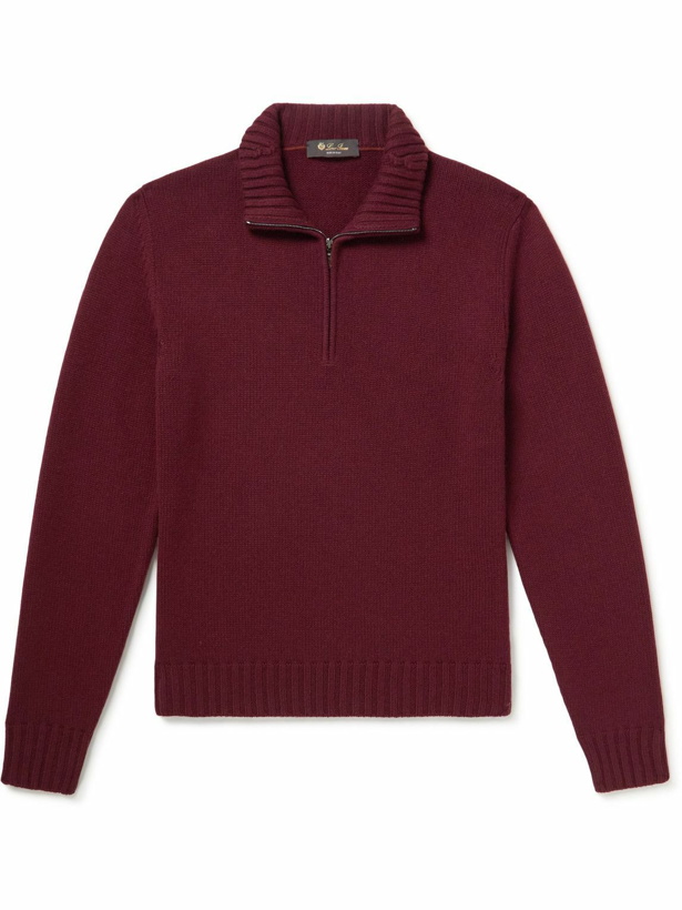 Photo: Loro Piana - Cashmere Half-Zip Sweater - Burgundy