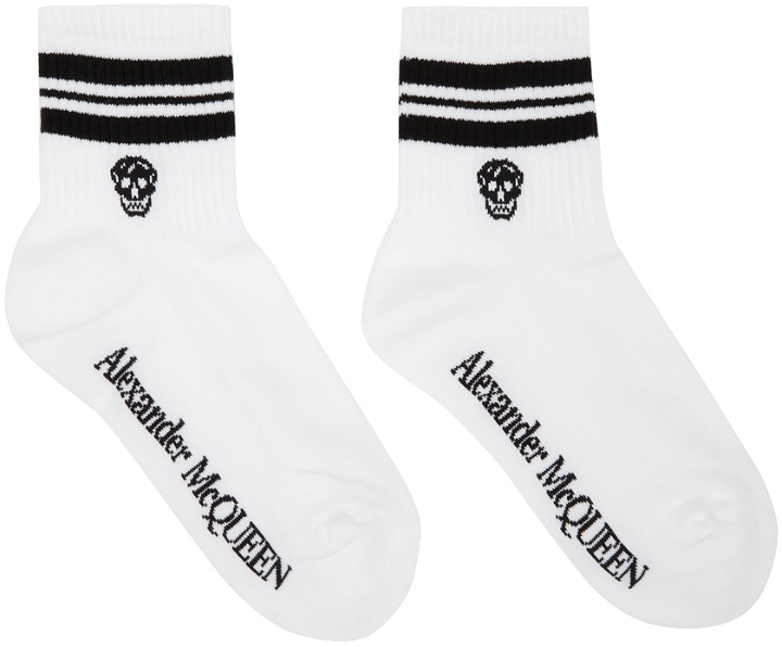 Photo: Alexander McQueen White & Black Stripe Skull Sport Socks