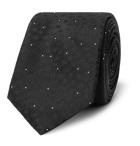 Saint Laurent - 5cm Embroidered Pin-Dot Silk-Jacquard Tie - Black