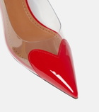 Alaïa Le Cœur leather and PVC slingback pumps