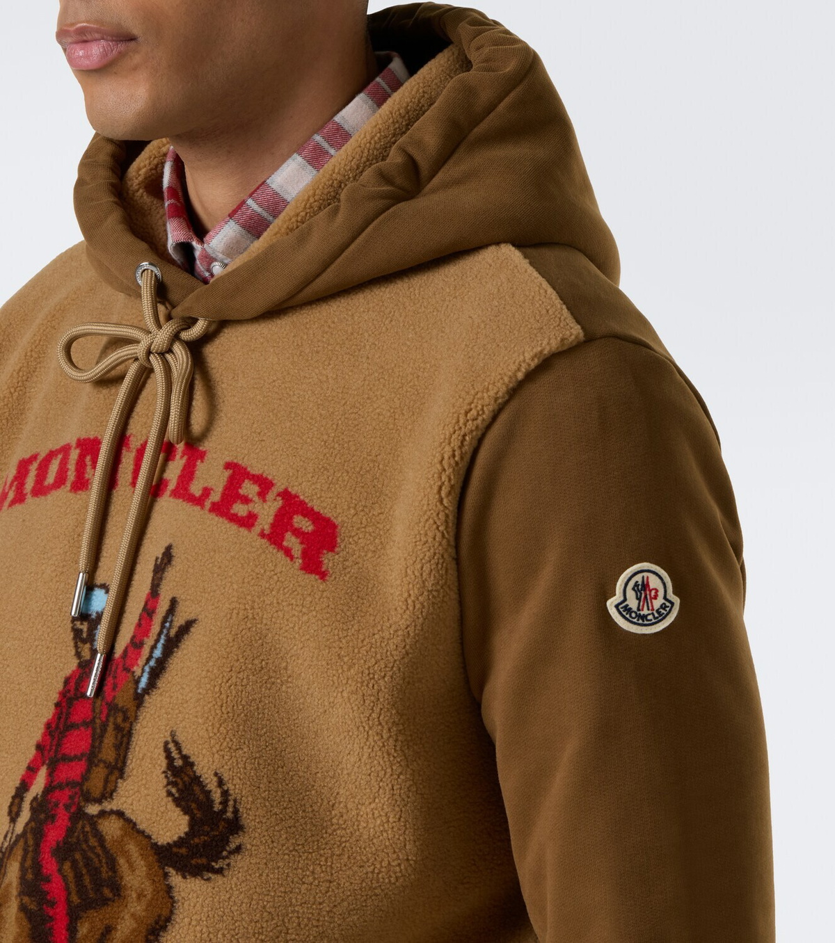 Moncler Printed fleece and cotton hoodie