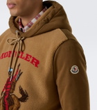 Moncler Printed fleece and cotton hoodie