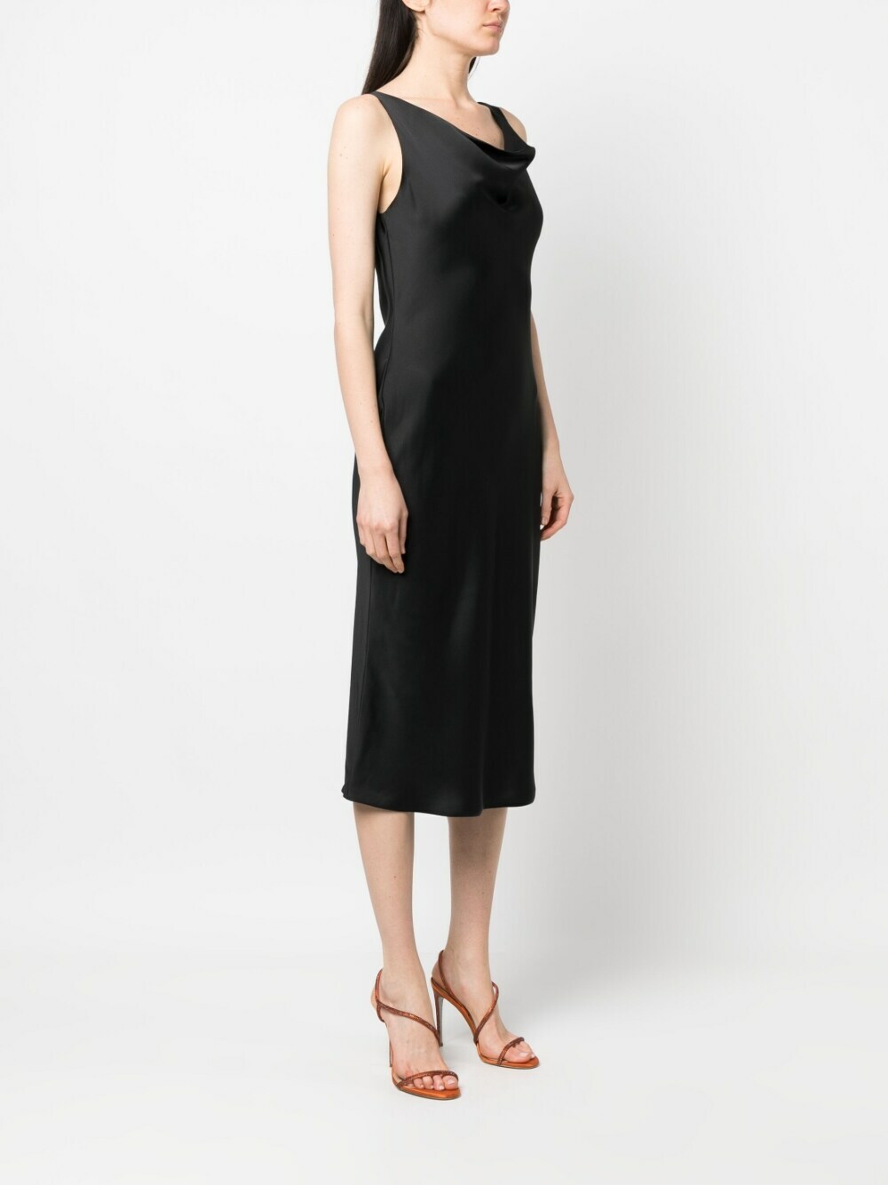 norma kamali maria midi dress Norma Kamali Maria Mid-Calf Satin Dress