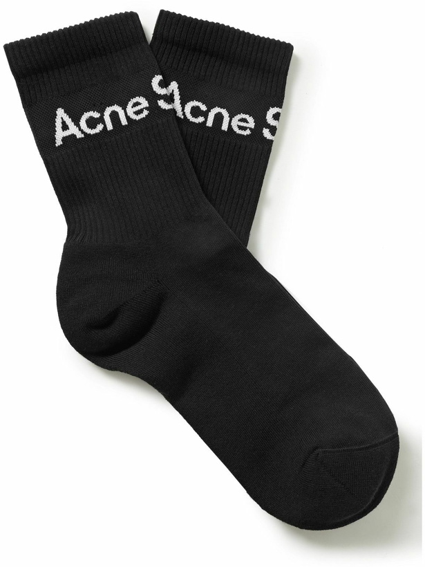 Photo: Acne Studios - Logo-Jacquard Cotton-Blend Socks - Black