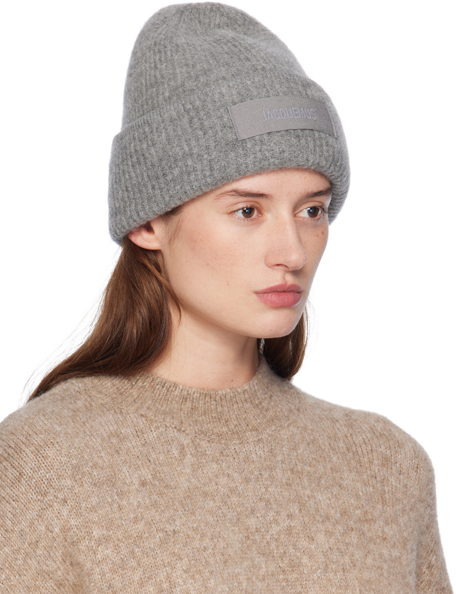 JACQUEMUS Gray La Casa 'Le bonnet Gros Grain' Beanie Jacquemus
