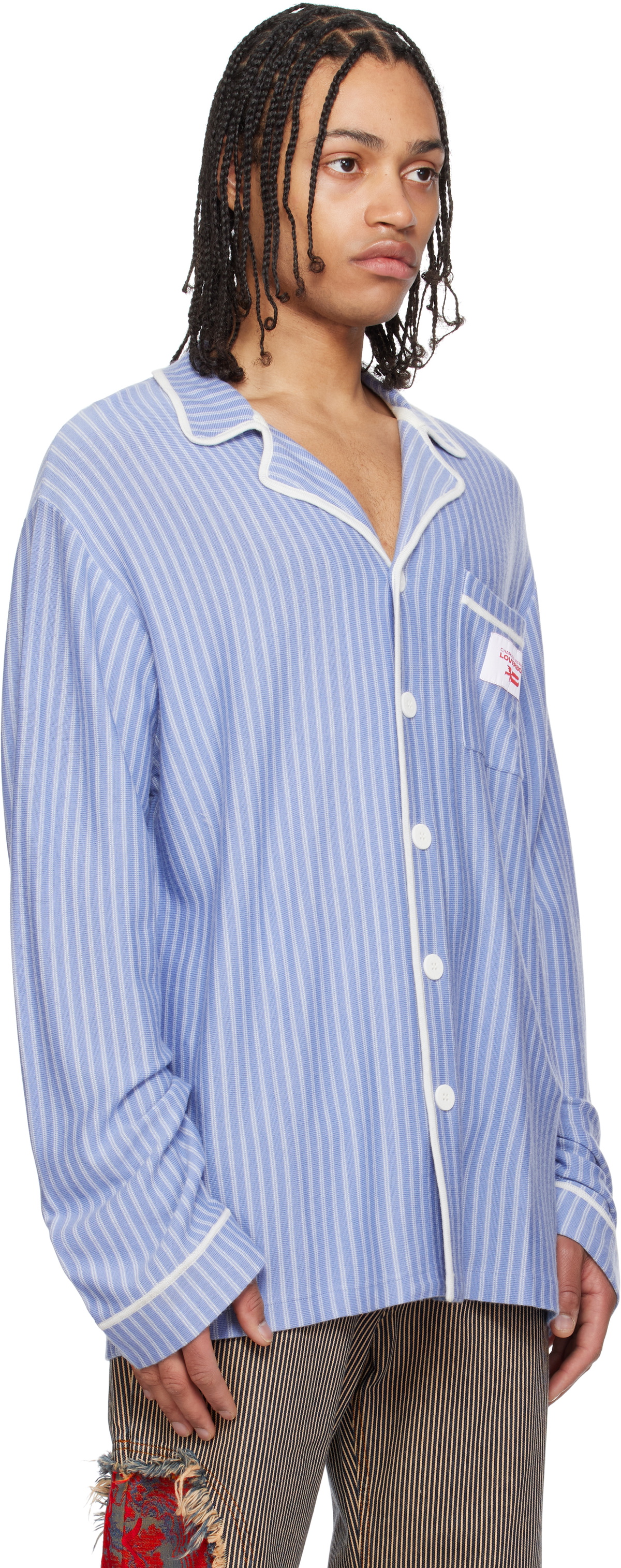 Charles Jeffrey LOVERBOY Blue Knitted Pyjama Shirt Charles Jeffrey