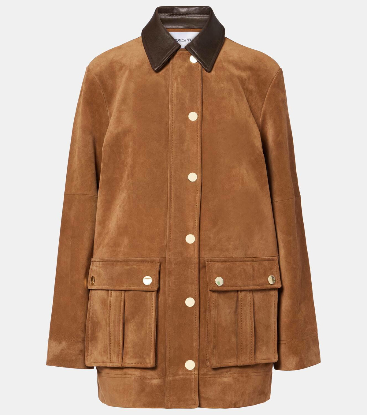 Veronica Beard Suz leather-trimmed suede jacket