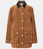 Veronica Beard Suz leather-trimmed suede jacket