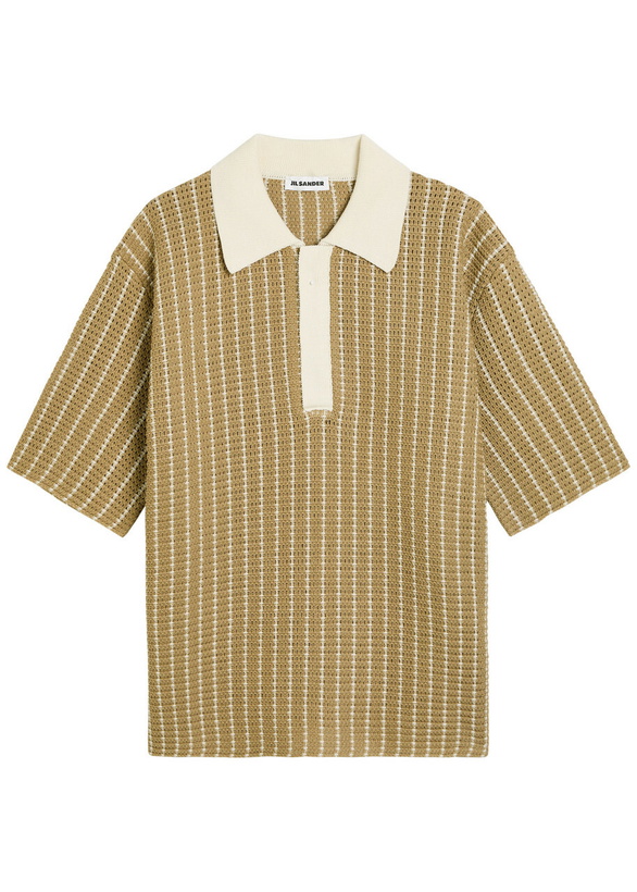 Photo: Jil Sander Striped Cotton-knit Polo Shirt Dark Brown