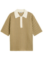 Jil Sander Striped Cotton-knit Polo Shirt Dark Brown
