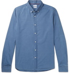 Brunello Cucinelli - Button-Down Collar Cotton-Chambray Shirt - Men - Blue