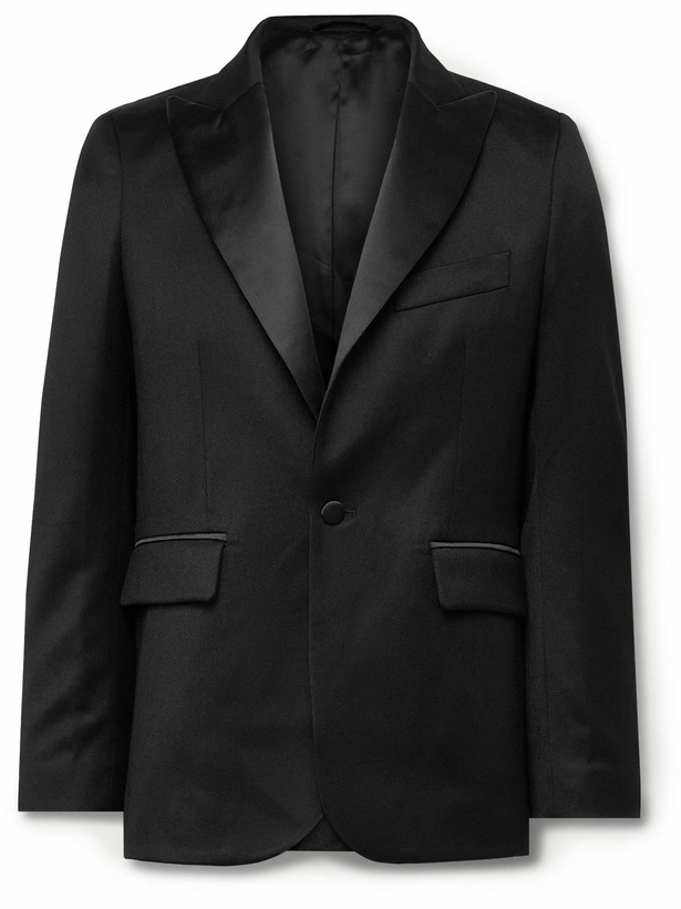 Photo: BODE - Silk-Satin Trimmed Wool Barathea Tuxedo Jacket - Black