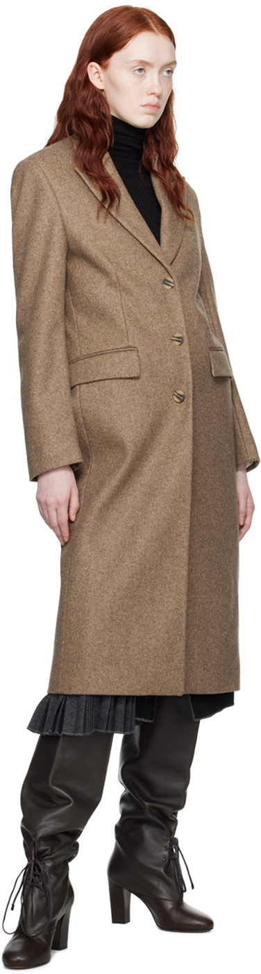 REMAIN Birger Christensen Tan Semi Fitted Coat