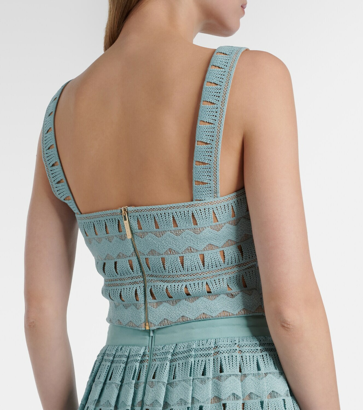 Elie Saab Knitted silk-blend crop top