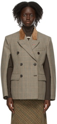 Maison Margiela Brown Shrug Houndstooth Cape Blazer