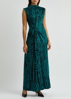Diane Von Furstenberg Geri Zebra-print Jersey Maxi Dress Blue