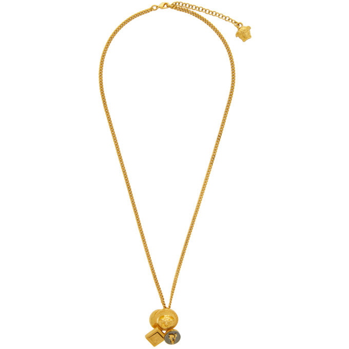 Photo: Versace Black and Gold Mix Pendant Necklace