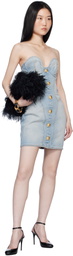 Balmain Blue Buttoned Denim Minidress