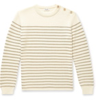 SAINT LAURENT - Slim-Fit Metallic Striped Knitted Sweater - Neutrals