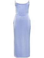 Alex Perry Blue Corset Satin Midi Dress