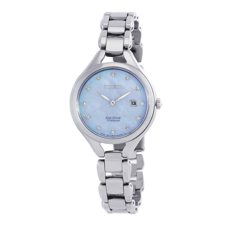 Photo: Citizen Diamond Mother of Pearl Dial Titanium Ladies Watch EW2560-86D