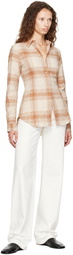 Calvin Klein Collection Beige Scarlett Plaid Button-Down Shirt