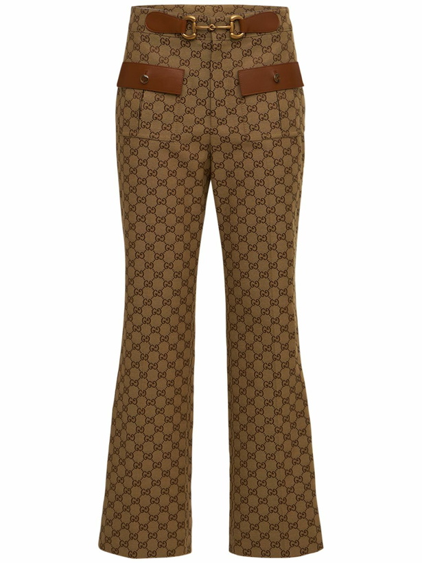 Photo: GUCCI - Cotton Blend Pants W/ Leather