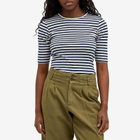 YMC Women's Earth Charlotte Short Sleeve Top in Navy-White