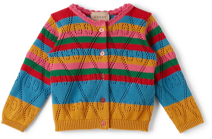 Photo: Gucci Baby Multicolor Cotton GG Knit Cardigan