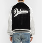 Balmain - Two-Tone Logo-Embroidered Satin Bomber Jacket - Men - Black