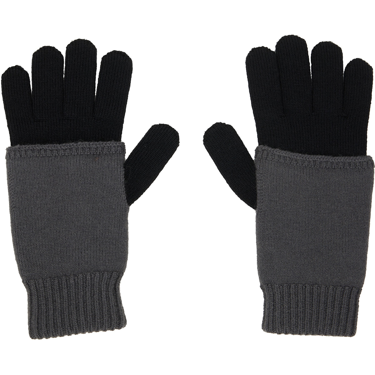 MM6 Maison Margiela Black & Gray Two-Tone Knit Gloves