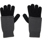 MM6 Maison Margiela Black & Gray Two-Tone Knit Gloves