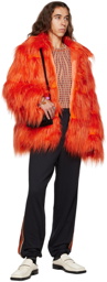 Anna Sui SSENSE Exclusive Orange Faux-Fur Coat