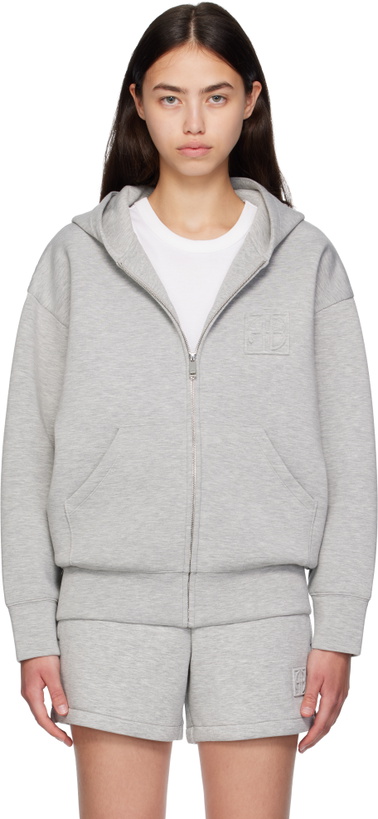 Photo: ANINE BING Gray Bond Zip Up Framed Monogram Hoodie